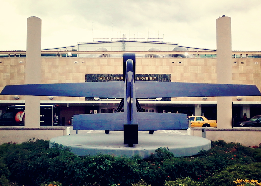 airplane-model-in-front-of-hobby-airport